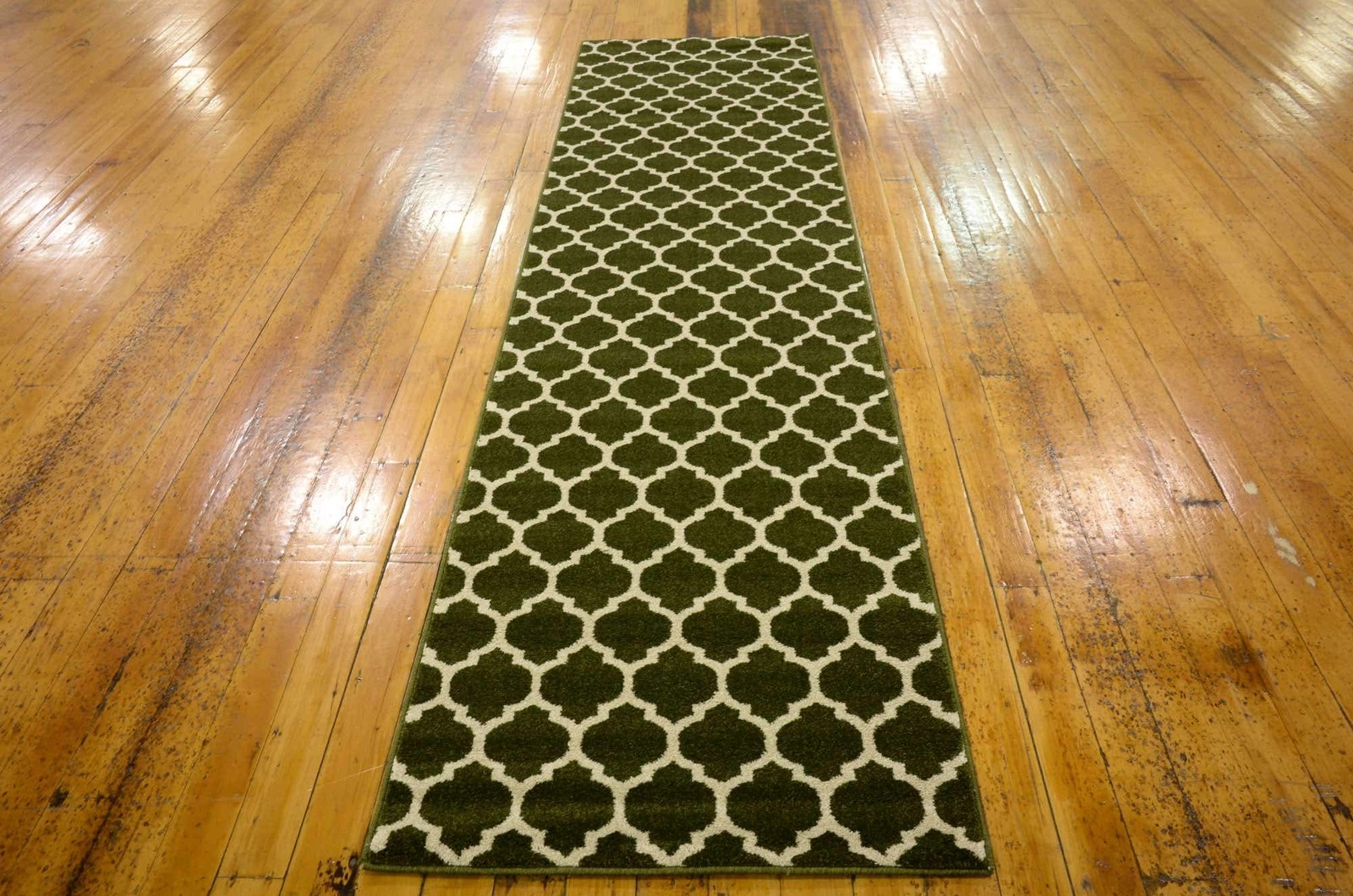 Unique Loom Trellis Collection Area Rug – 2 7 X 10 Runner Dark Green/Beige