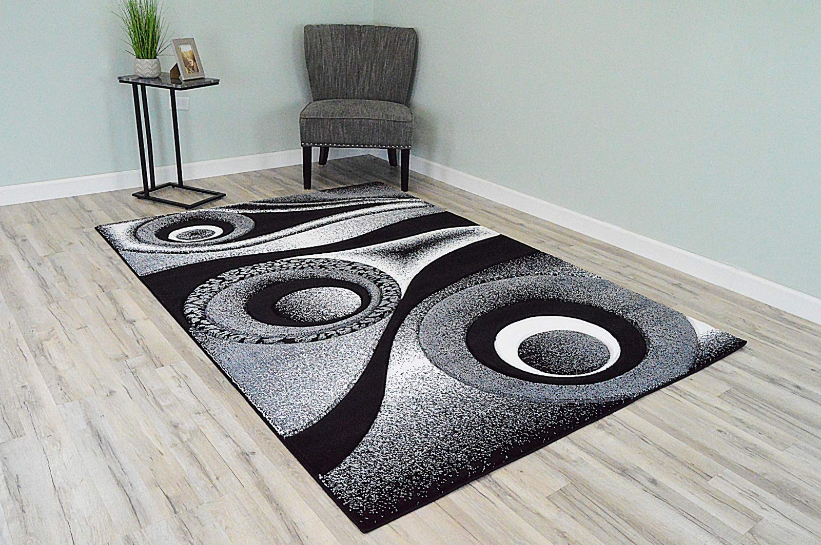 Premium Carved Modern Contemporary Abstract Rug 1504 2’7×7’4_black