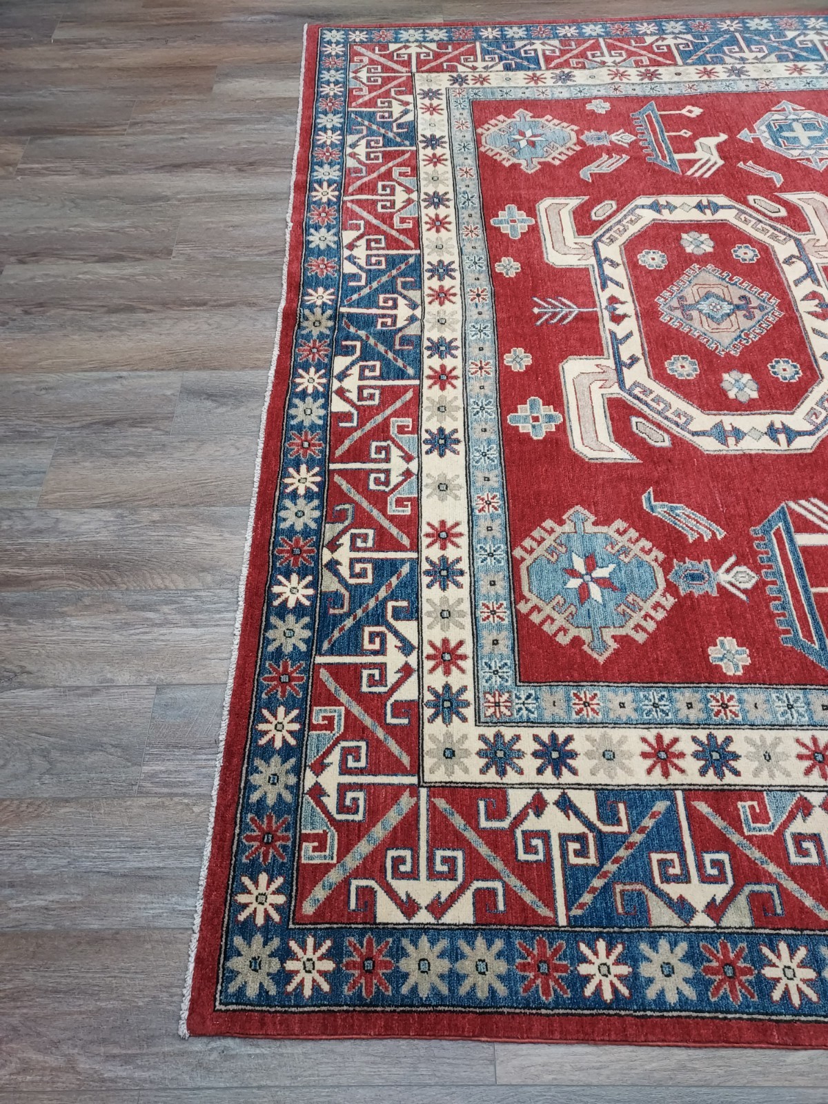 Anatolian Turkish Rug Geometric Kazak HandMade Anatolian Tribal Rug, 9×11.5Ft