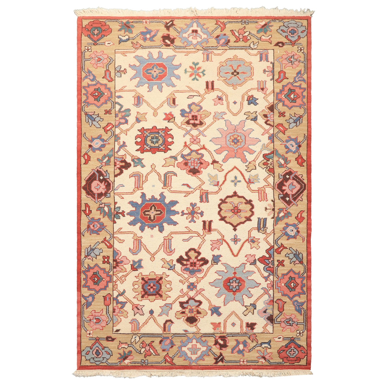 Nourison Nourmak 3’10”x5’10” Hand Knotted Wool Ivory Reversible Soumakk Rug