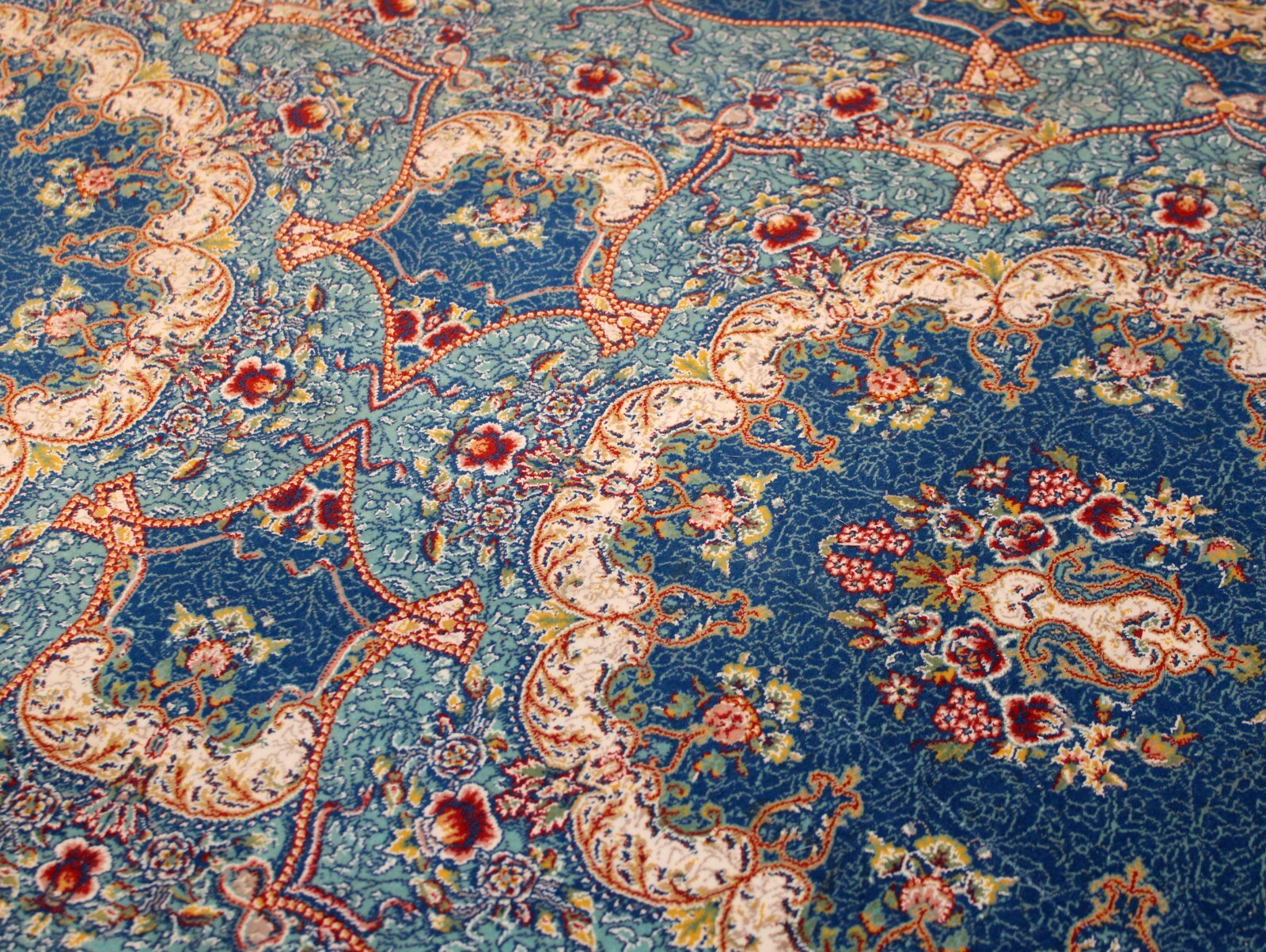Unique Loom Dynasty Collection 13′ 2″ Blue Runner Rug machine made