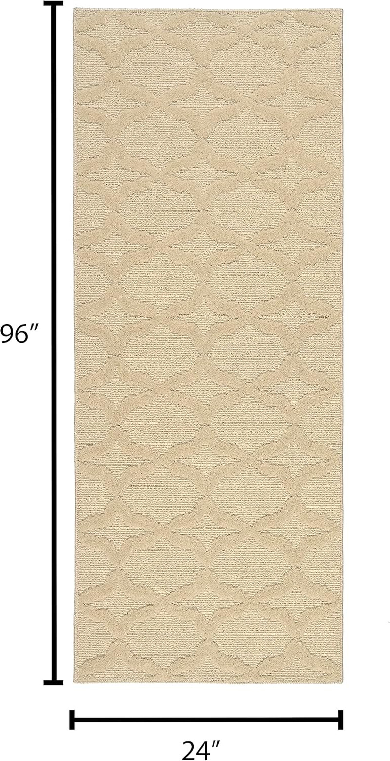 Sparta Non Slip Polypropylene 2 Ft. X 8 Ft. Biege Tan Area Rug- Ideal for Living