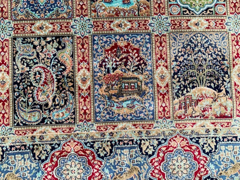 3×5 ft Turkish Silky Rug Traditional Wall Hanging Rug Floral Silk Tapestry Rug