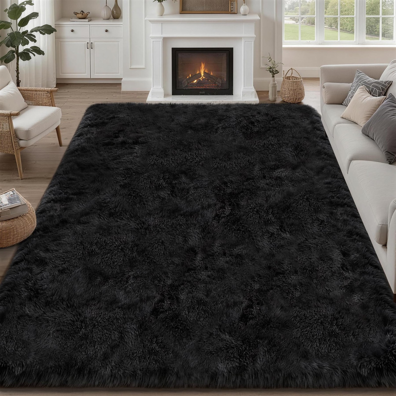 Luxturiy 8×10 Area Rug Living Room Bedroom: 8′ x 10′ (Rectangular), Black