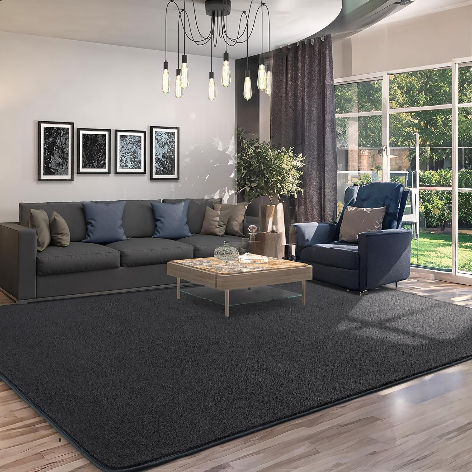 Modern Shag Area Rug for Bedroom, 4X6 Feet Washable Rugs for Living Room, Indoor