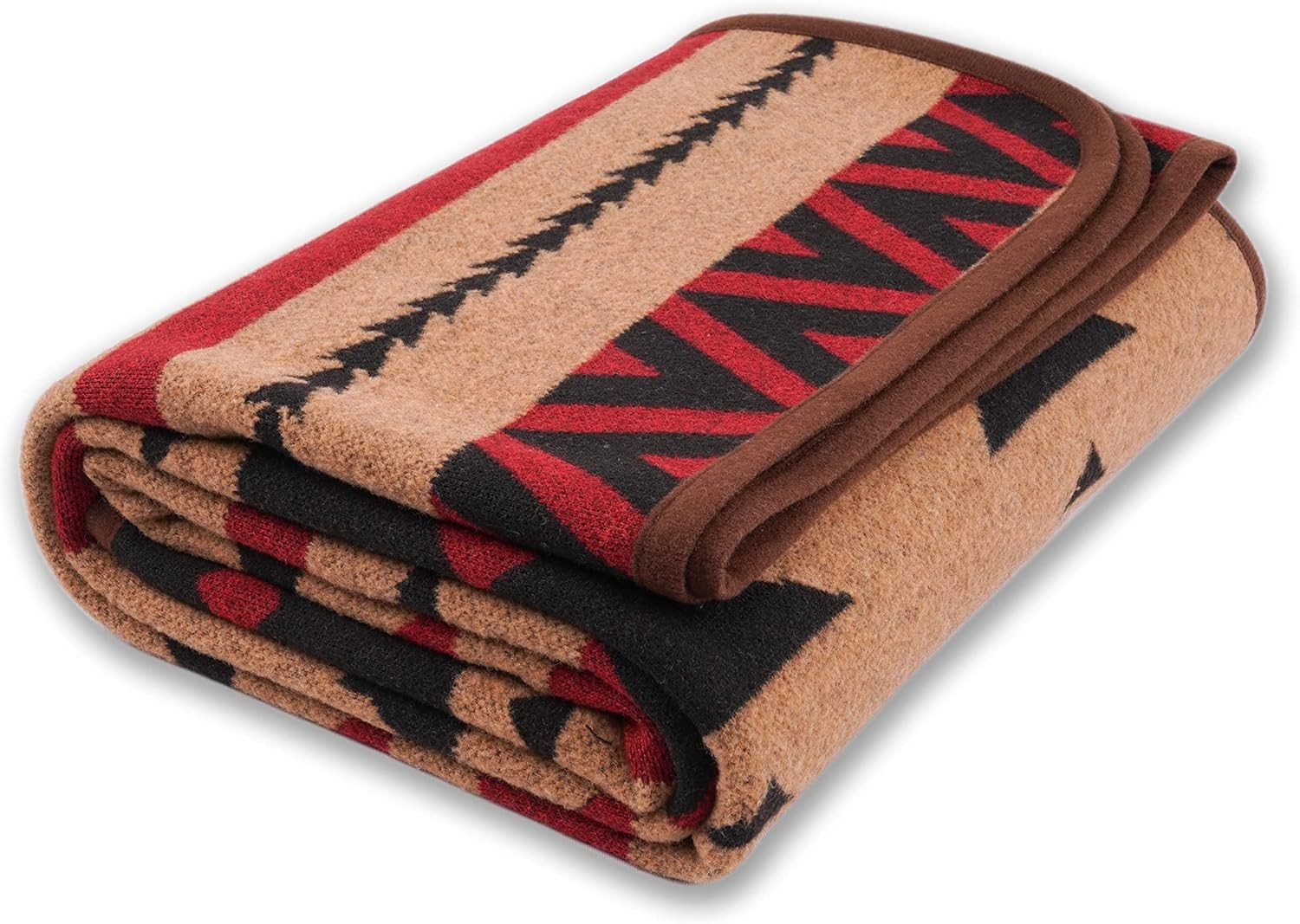 PuTian Merino Wool Blanket – 51″ x 63″ Thick Warm Soft 63×51, Kaki Flame