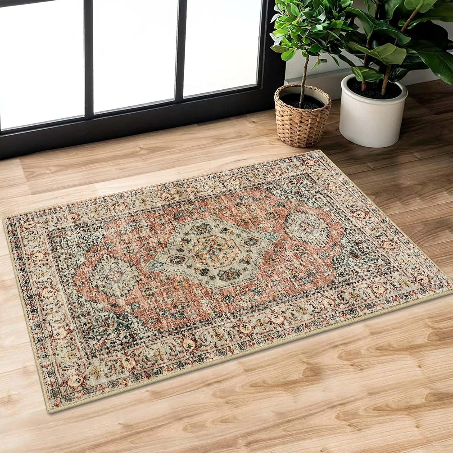 Oriental 2X3 Washable Rugs for Entryway, Soft Door Mat Indoor Entrance Small Kit