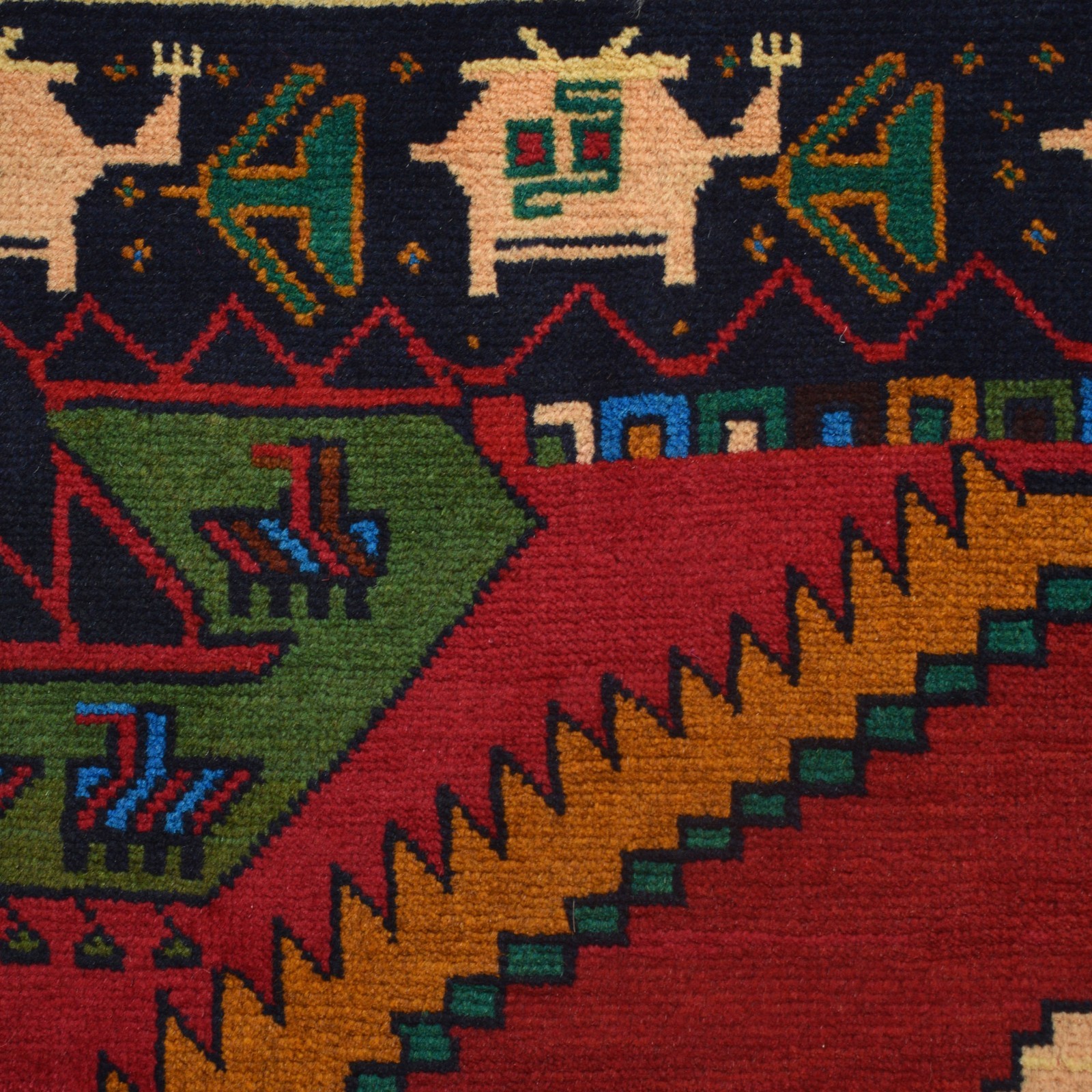 Pictorial Hand Knotted Tribal Pictorial Village Scenery Wool Rug 3’9×6’7ft 11659