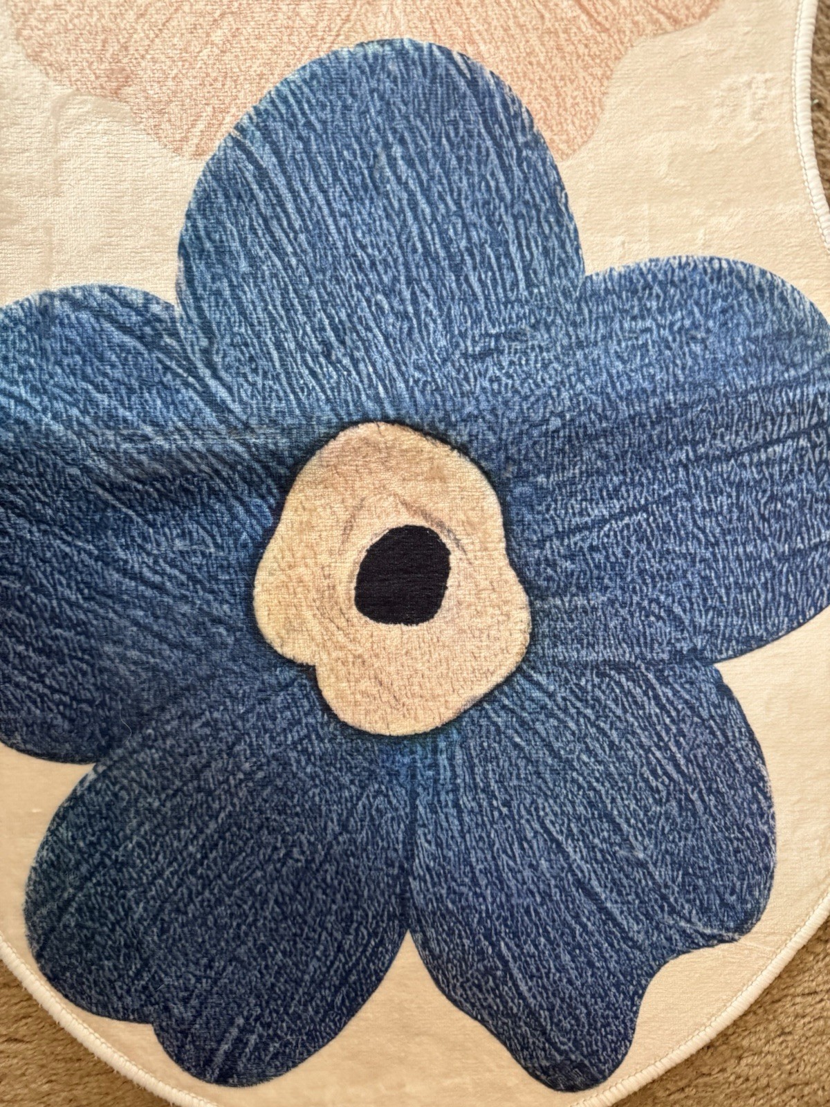 Irregular Bedside Carpet Flower Pattern Area Rugs Carpets Mat blue and cream