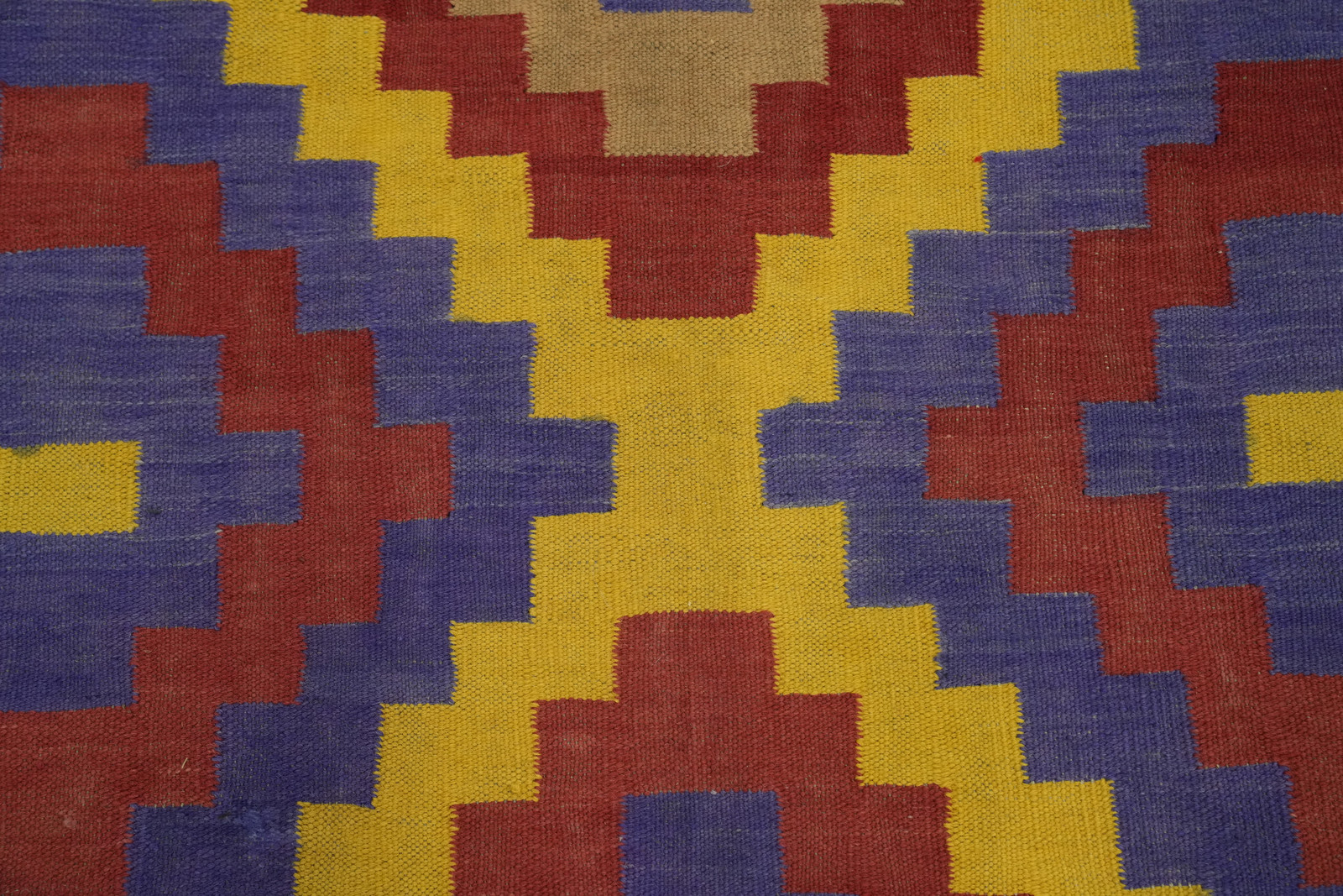 Pastel Color Hand-woven Geometric Wool Kilim Square Rug Reversible Carpet 6×6