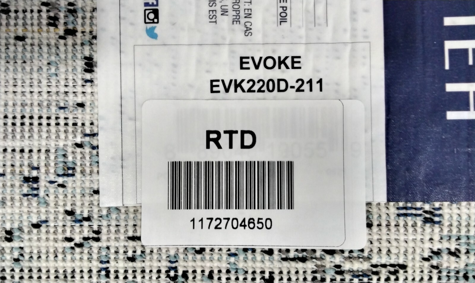 IVORY / GREY 2′-2″ X 11′ Stained Rug, Reduce price 1172704650 EVK220D-211