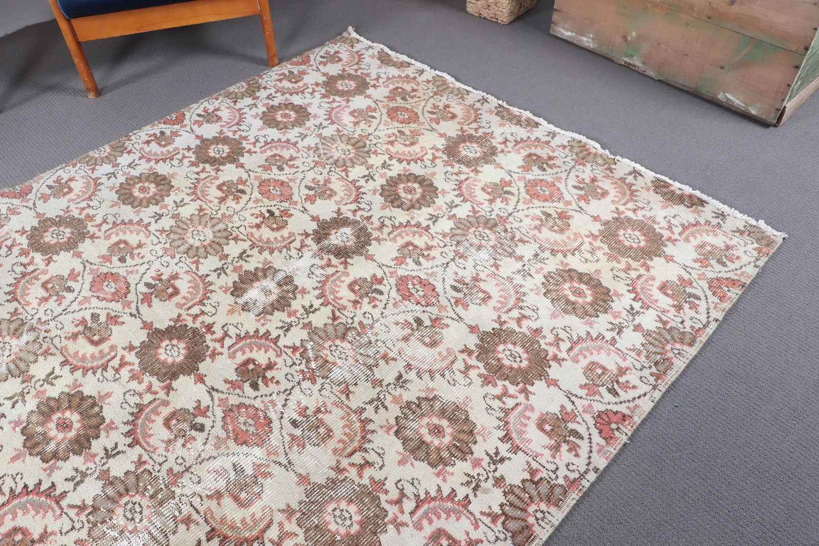 Turkish Vintage Rug 5,8×9,5 ft (177×290 cm), Brown Southwestern Wool Rug