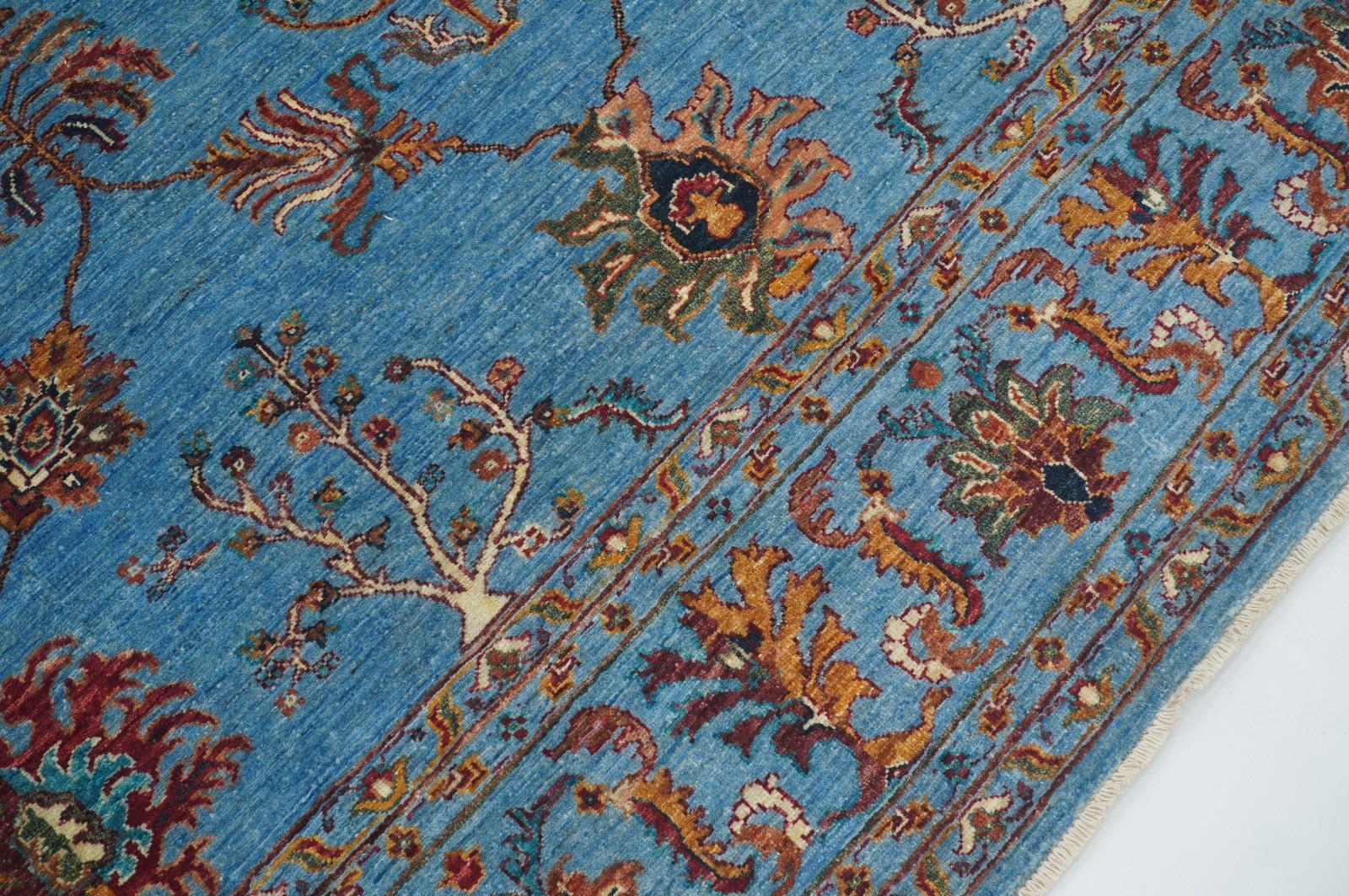 8×9 ft Blue Tree of Life Gabbeh Afghan Hand Knotted Wool Rug