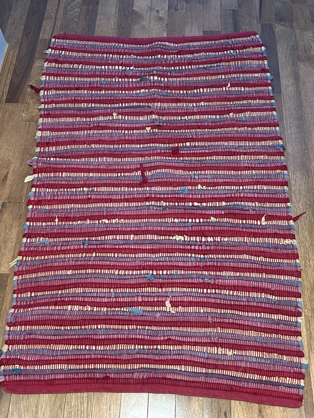 Pier 1 Imports Hand Woven Cotton Rag Rug 59×39 Boho Farmhouse Natural Fiber