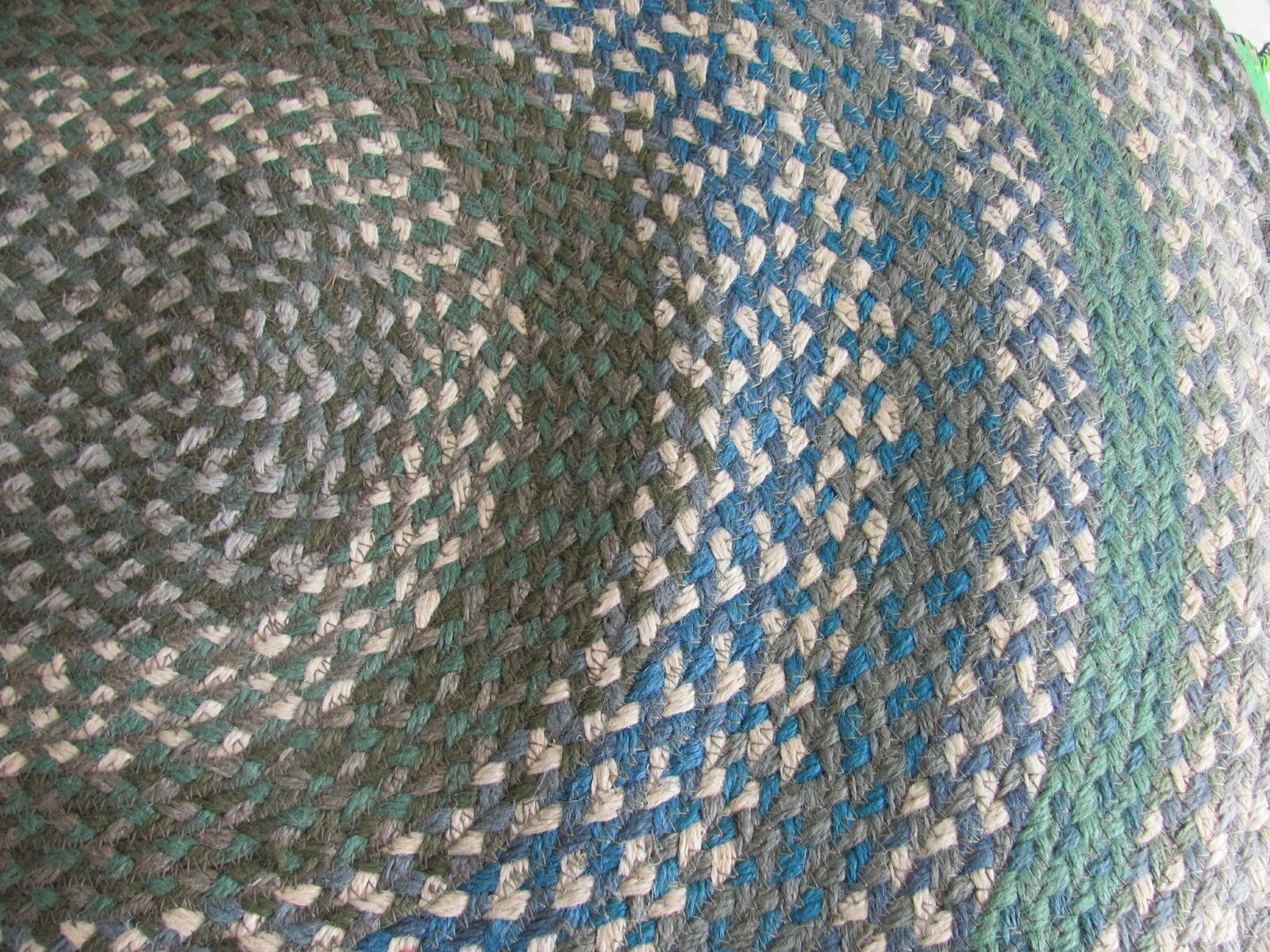 Braided Jute Oval Area Rug. Green, Blue, Cream, Gray. Earth Rugs. 8 Sizes