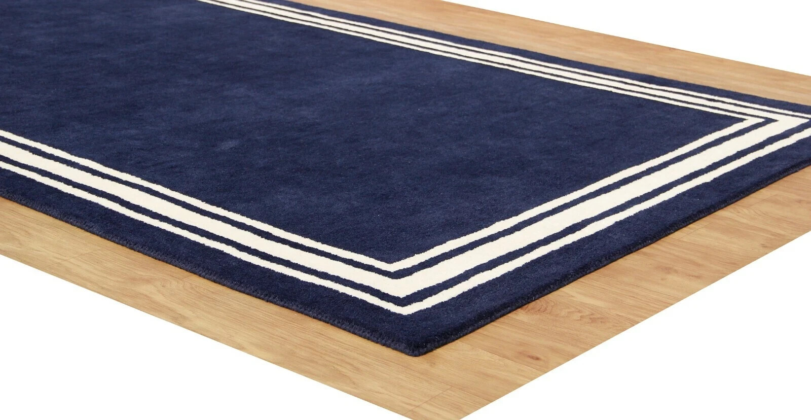 Hotel Harper Rug Border Navy Blue Modern Hand-Tufted Wool Soft Area Rug Carpet