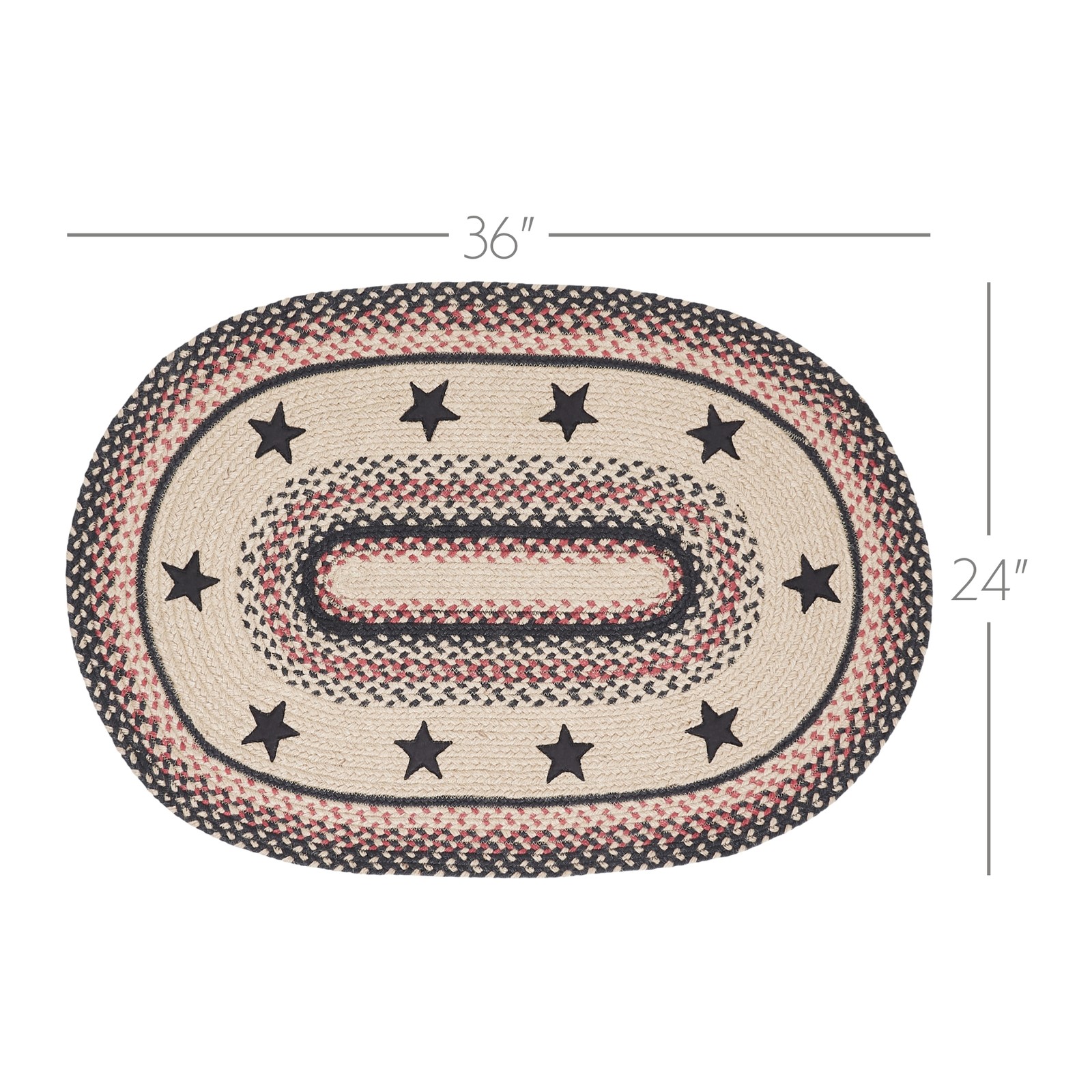 Accent Rug Colonial Star Jute Country 24×36 Oval No Slip Floor Decor VHC Brands