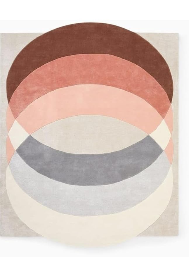 Hand Tufted Wool Rug – Pastel Pink, Grey & Cream Abstract Design – Contemporary