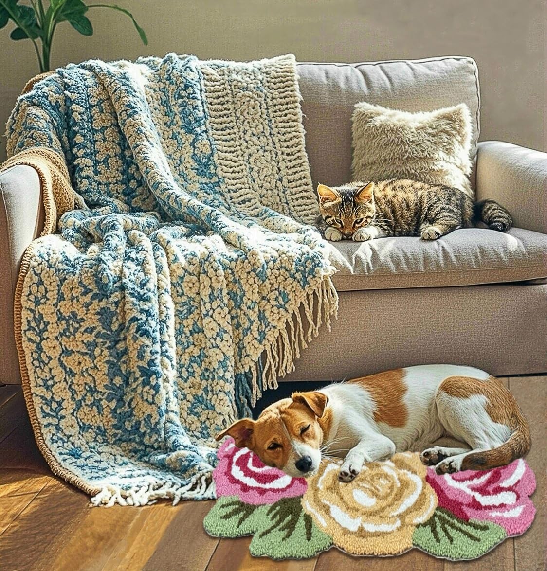 EZ.enjoy Shaped Rose Hand-Hooked Accent Rug Throw Rug Area Rug Door Mat 30.5 …