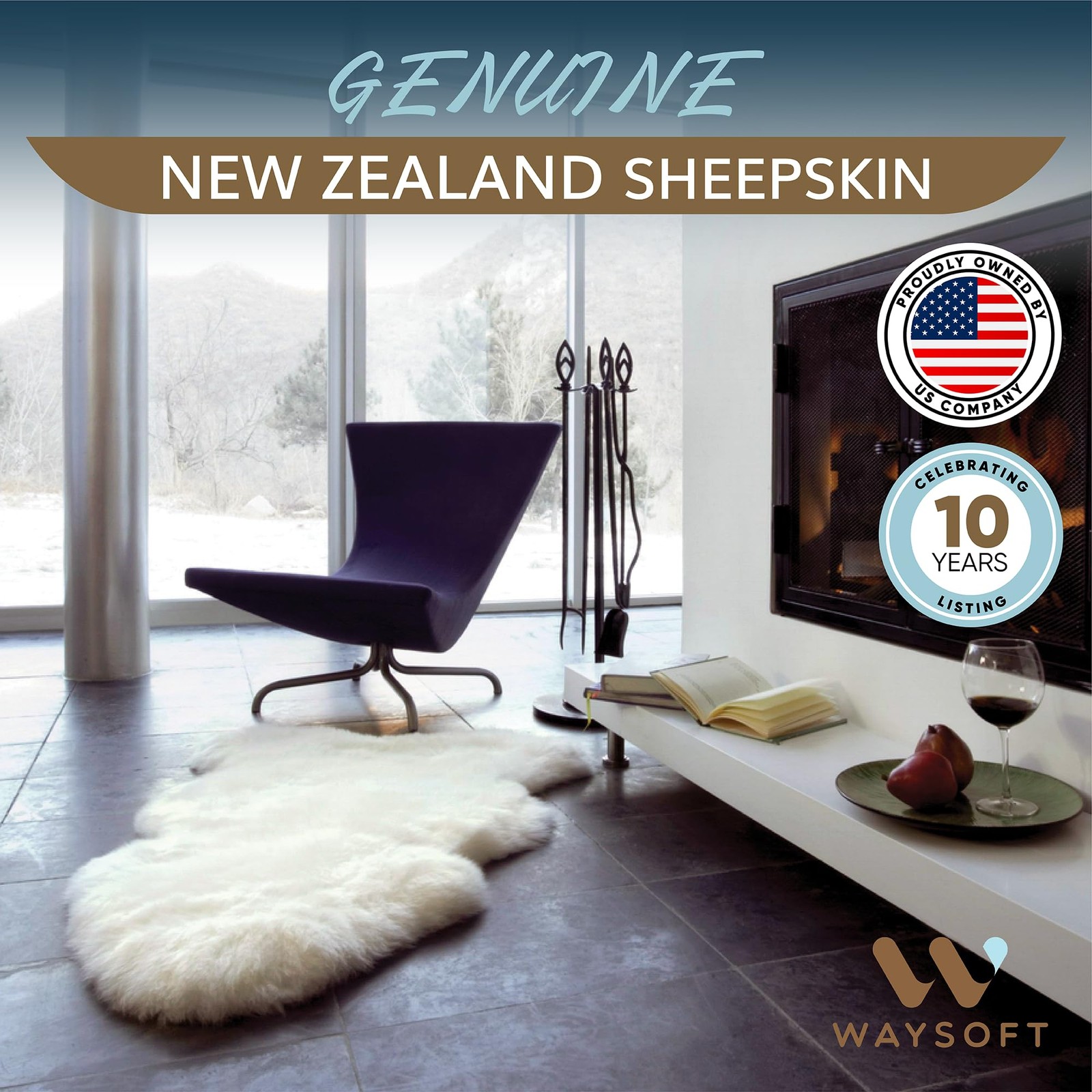 New Zealand Sheepskin Area Rug – Genuine Fluffy Wool, Multiple Sizes, Bedroom…
