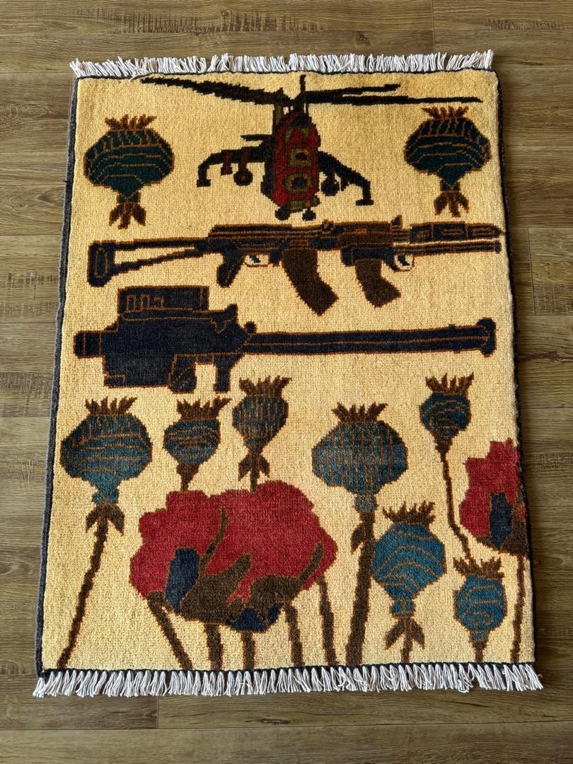 6 of 24 hand made afghan war rugs, 9/11, opium, USSR, USA AFGHANISTAN 80cmx60cm