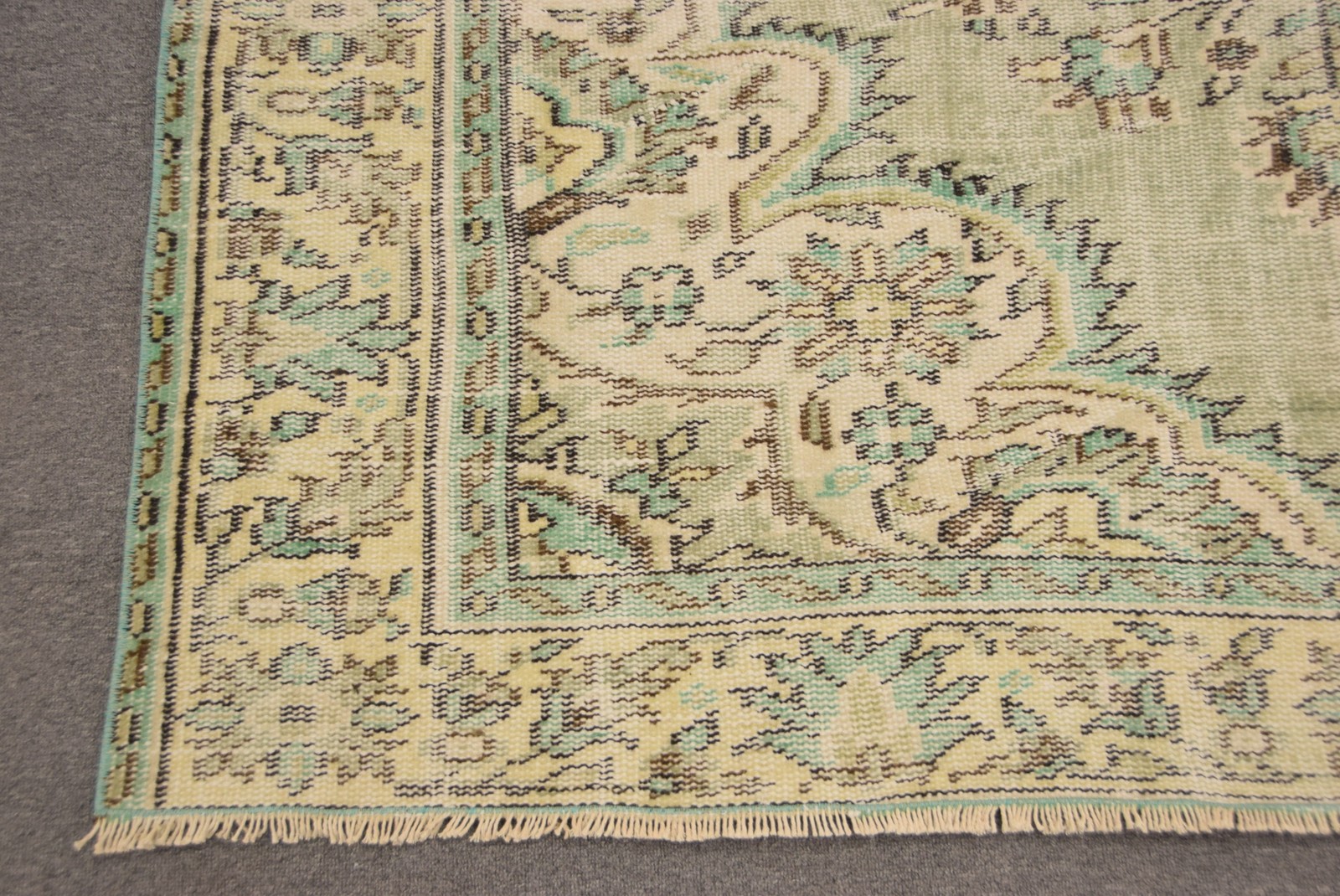 5,7×8,6 ft Vintage Rug, Green Oriental Turkish Wool Rug