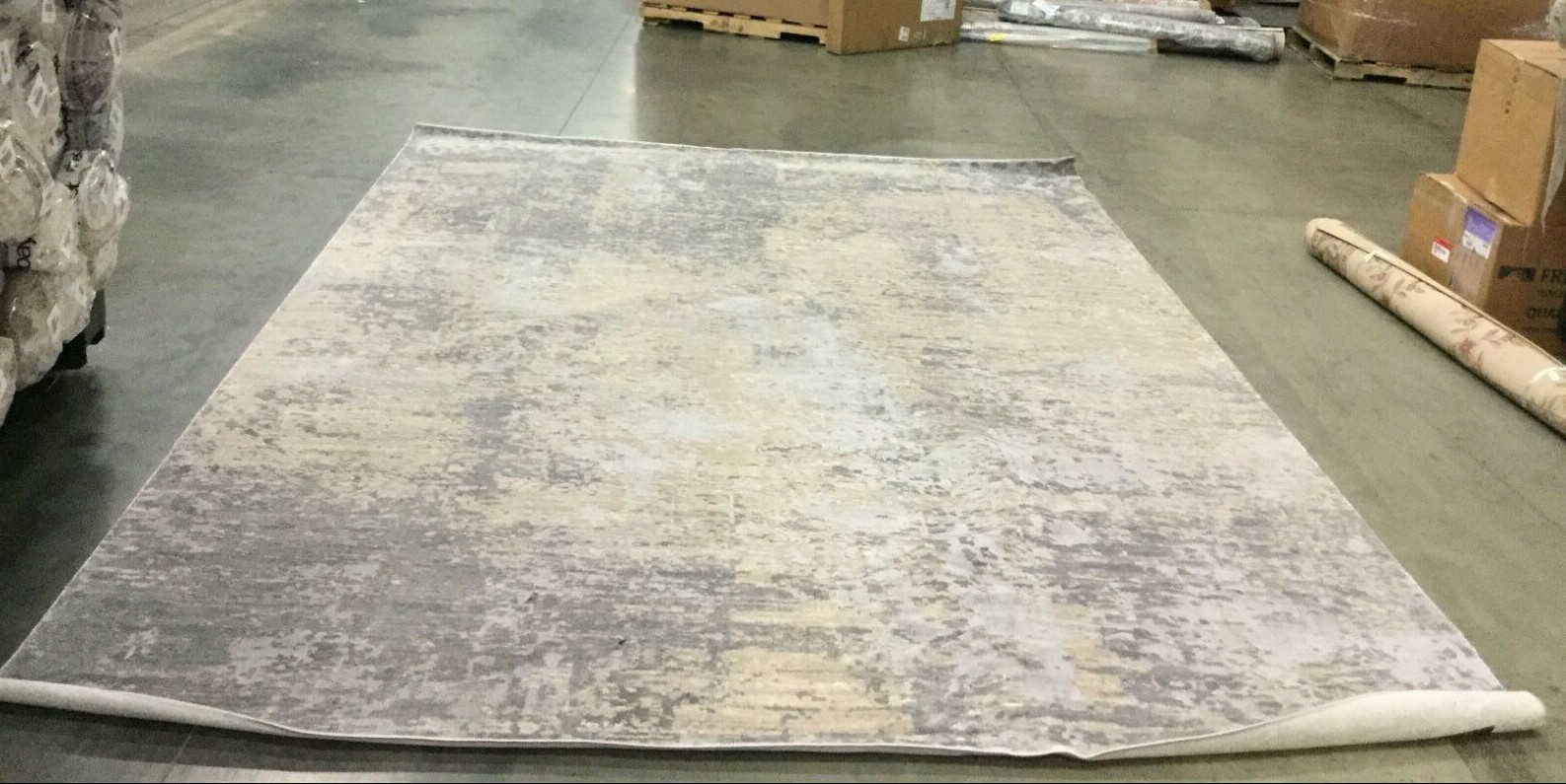 GREY / CREAM 9′ X 12′ Back Stain Rug, Reduced Price 1172631441 INV434F-9