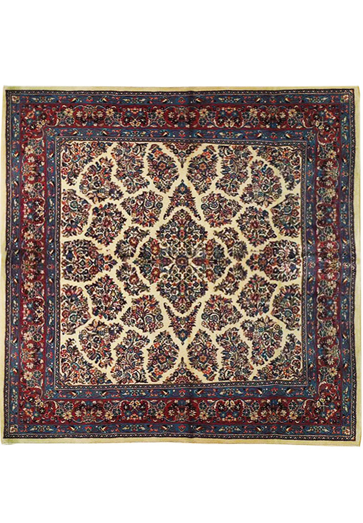 7 x 7.4 Ivory Perrsian Sarouuk Rug 72381