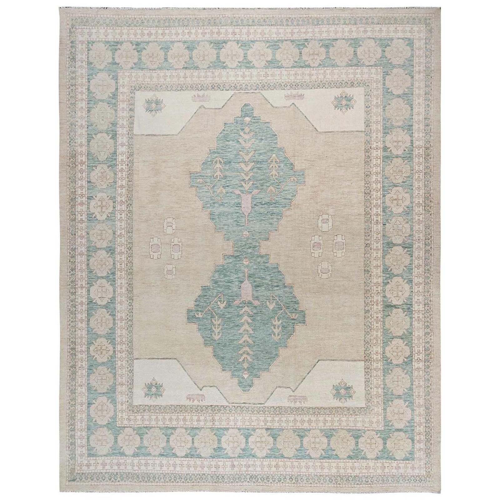 11’8″x14’8″ Irish Brown Anatolian Village Design Hand Knotted Wool XL Rug 2683