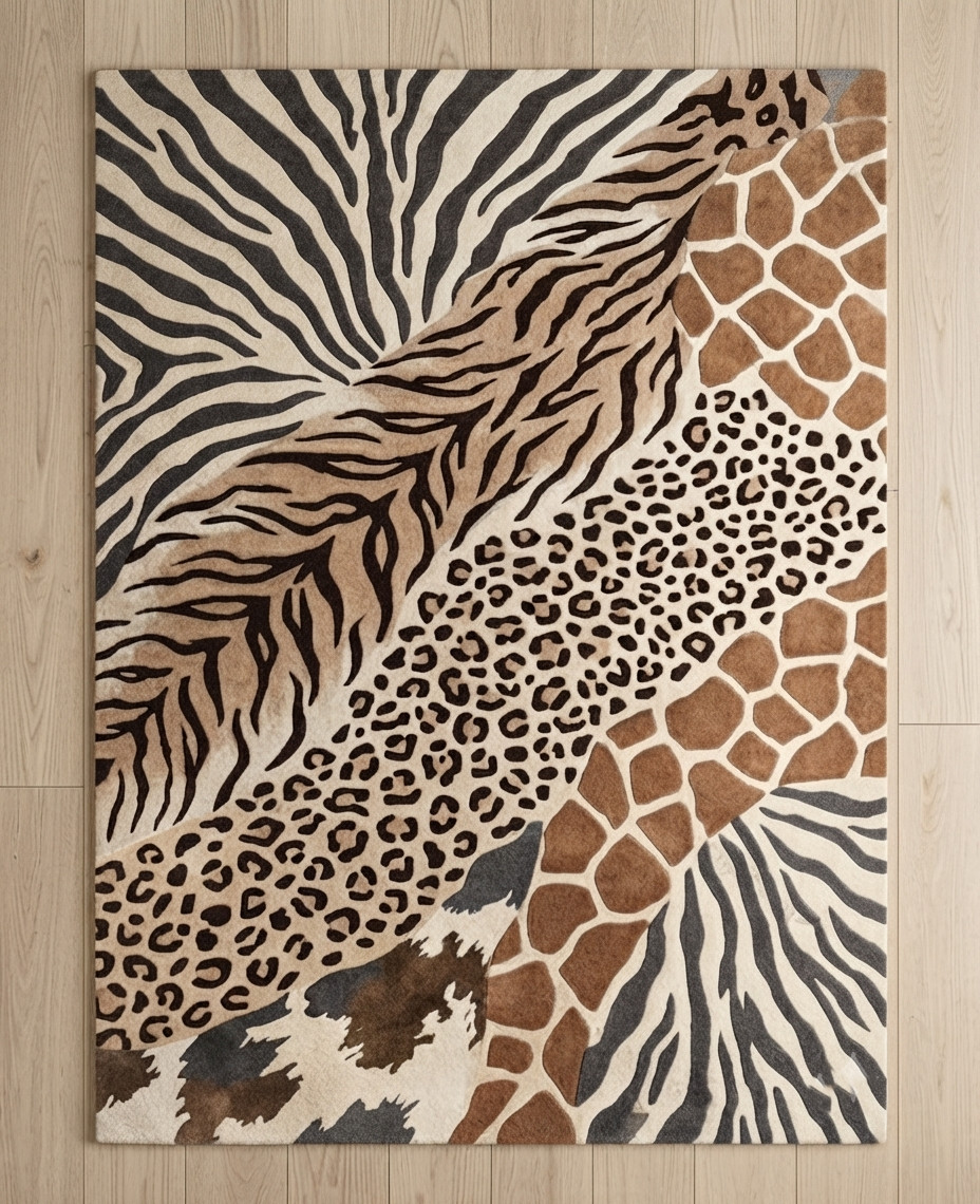 Hand Tufted Zebra Wool Rug Multi Color Animal Print Area Rug 8×10 Bedroom Carpet