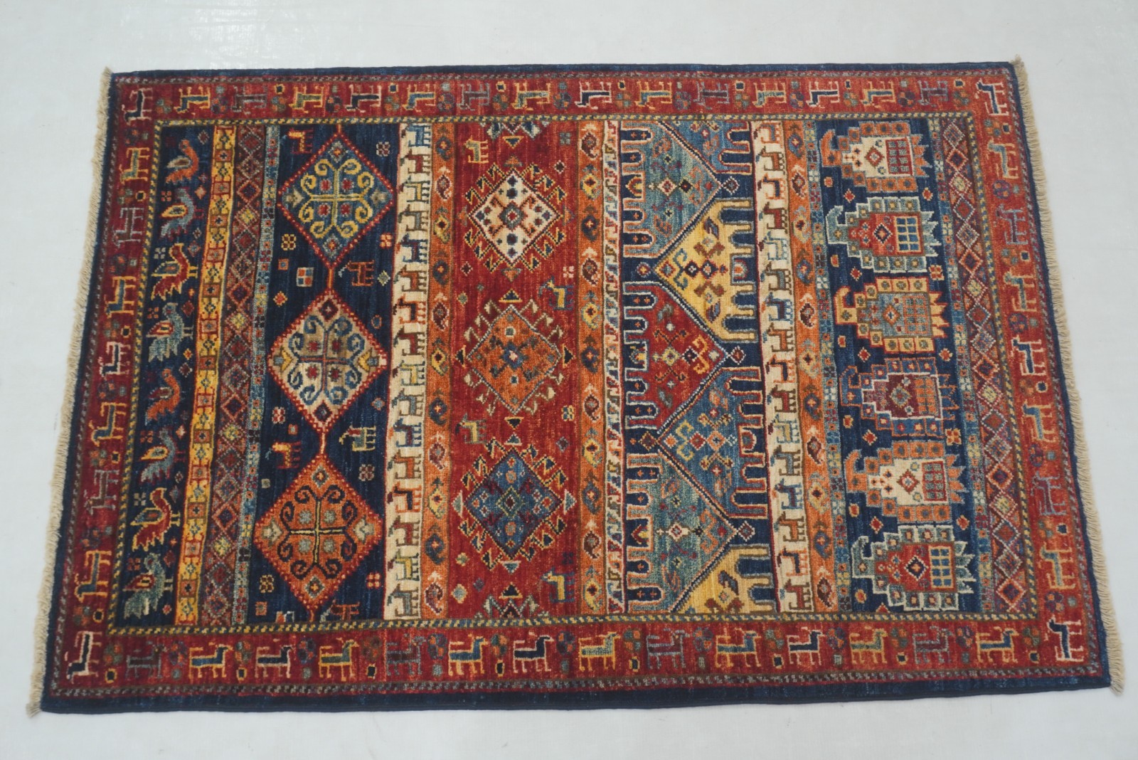3×4 ft Navy Blue Gabbeh Afghan Hand Knotted Tribal Area Rug