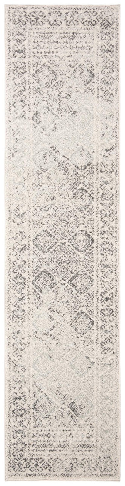 Moroccan Boho Runner Rug 2′ x 15′ – Ivory & Grey, Non-Shedding, Easy Clean, Idea