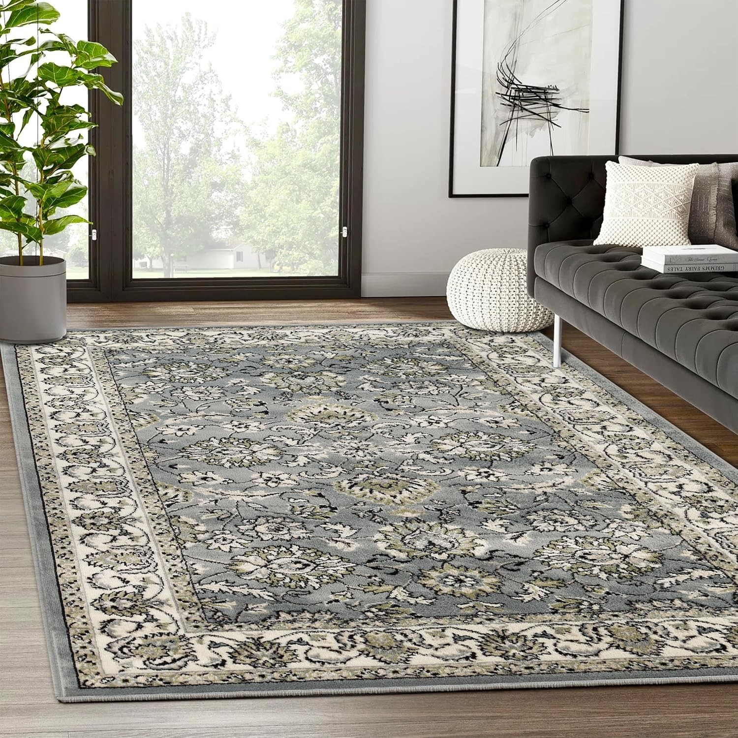 Indoor Area Rug, Jute Backing, Plush Floral Rugs for Entryway, Kitchen Floors…