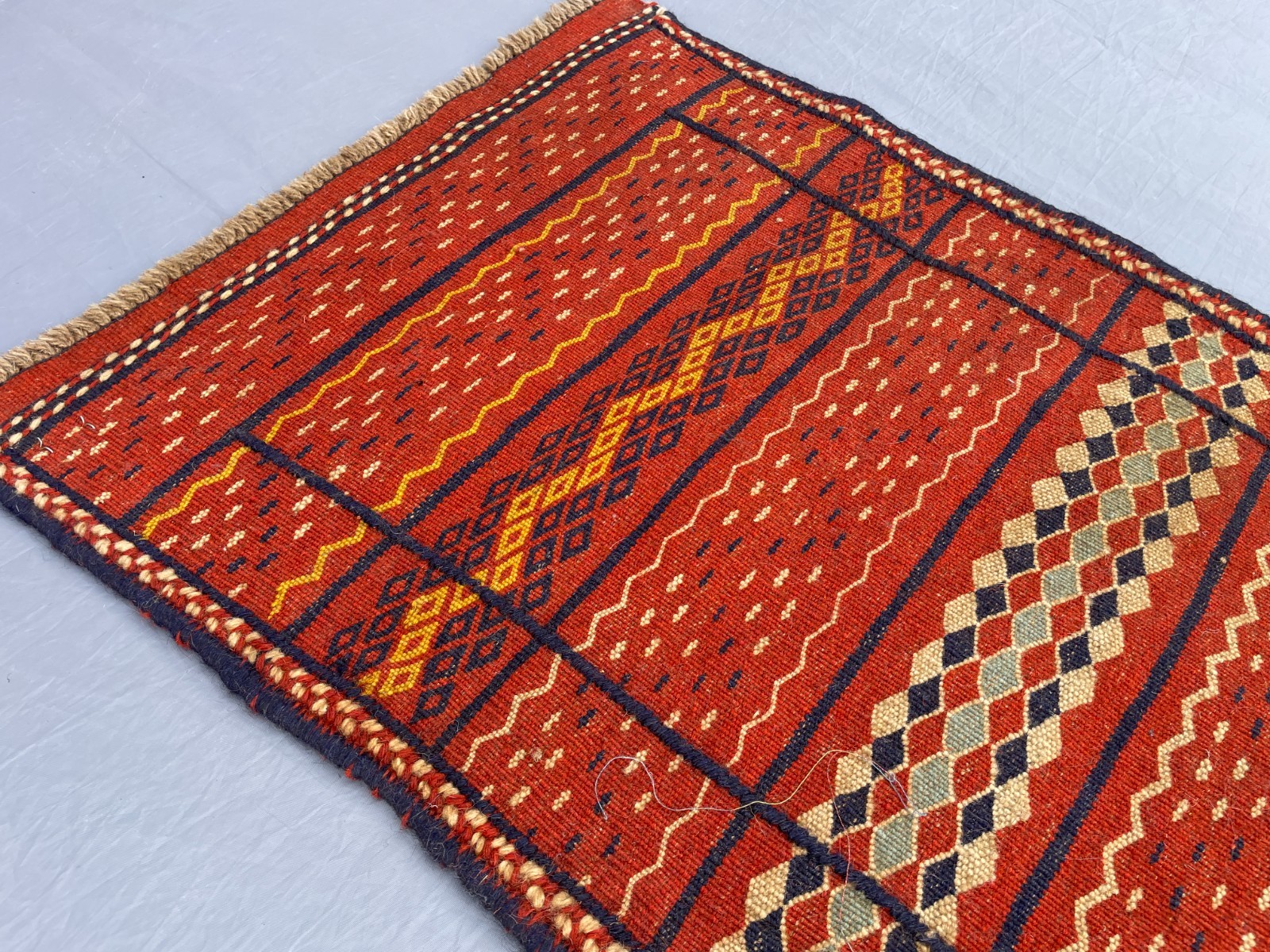 1’8 x 3’4 Ft Afghan Tribal Kilim Rug Handwoven Wool Diamond Stripe Flatweave