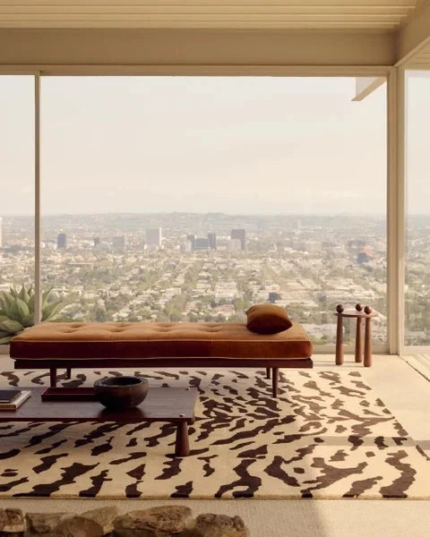 Nordic Knots Tigris Beige Rug 100% Wool Hand-Tufted Tiger Print Modern Carpet