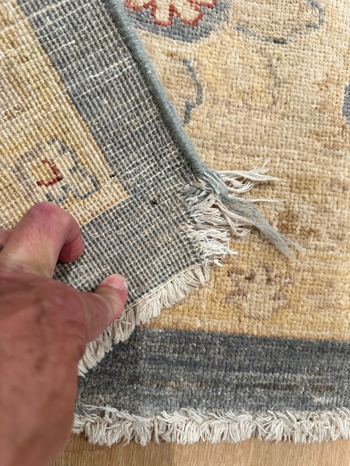 Hand Knotted Wool Rug 10′ x 13’4″ Blue Gray Ivory Oriental Area Rug