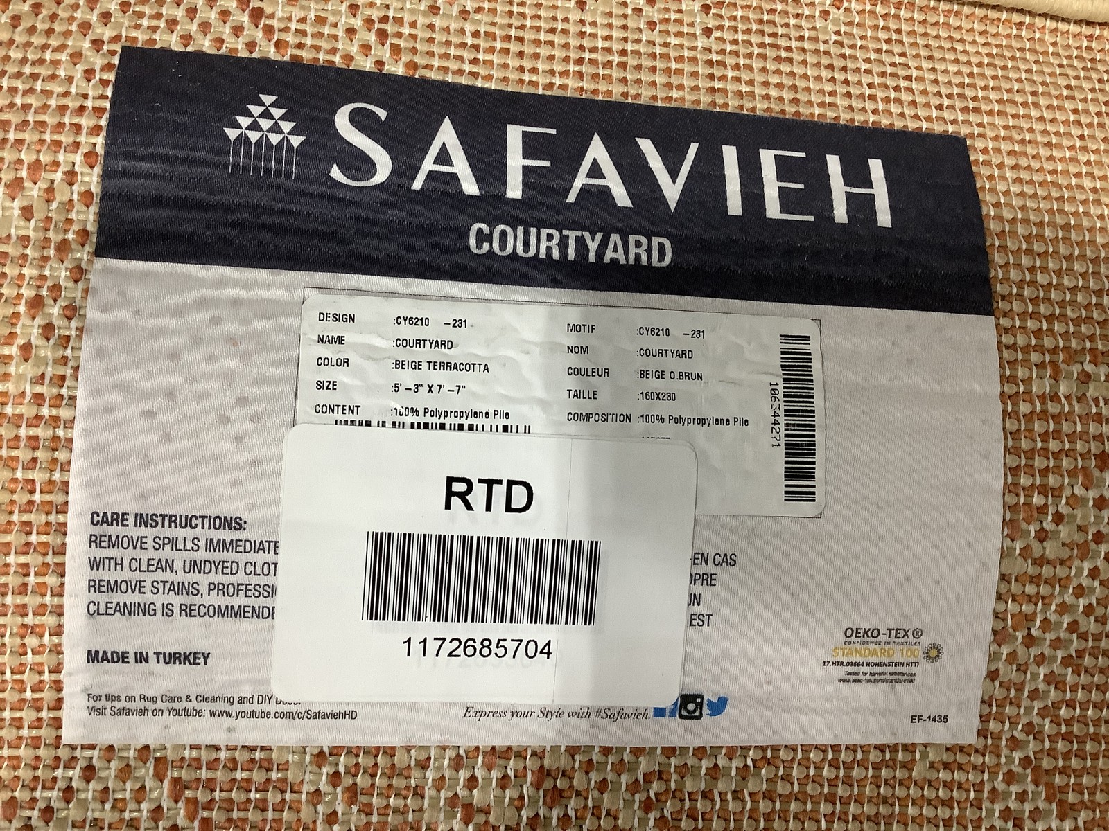 BEIGE TERRACOTTA 5′-3″ x 7′-7″ Damaged Rug Reduced Price 1172685704 CY6210-231-5