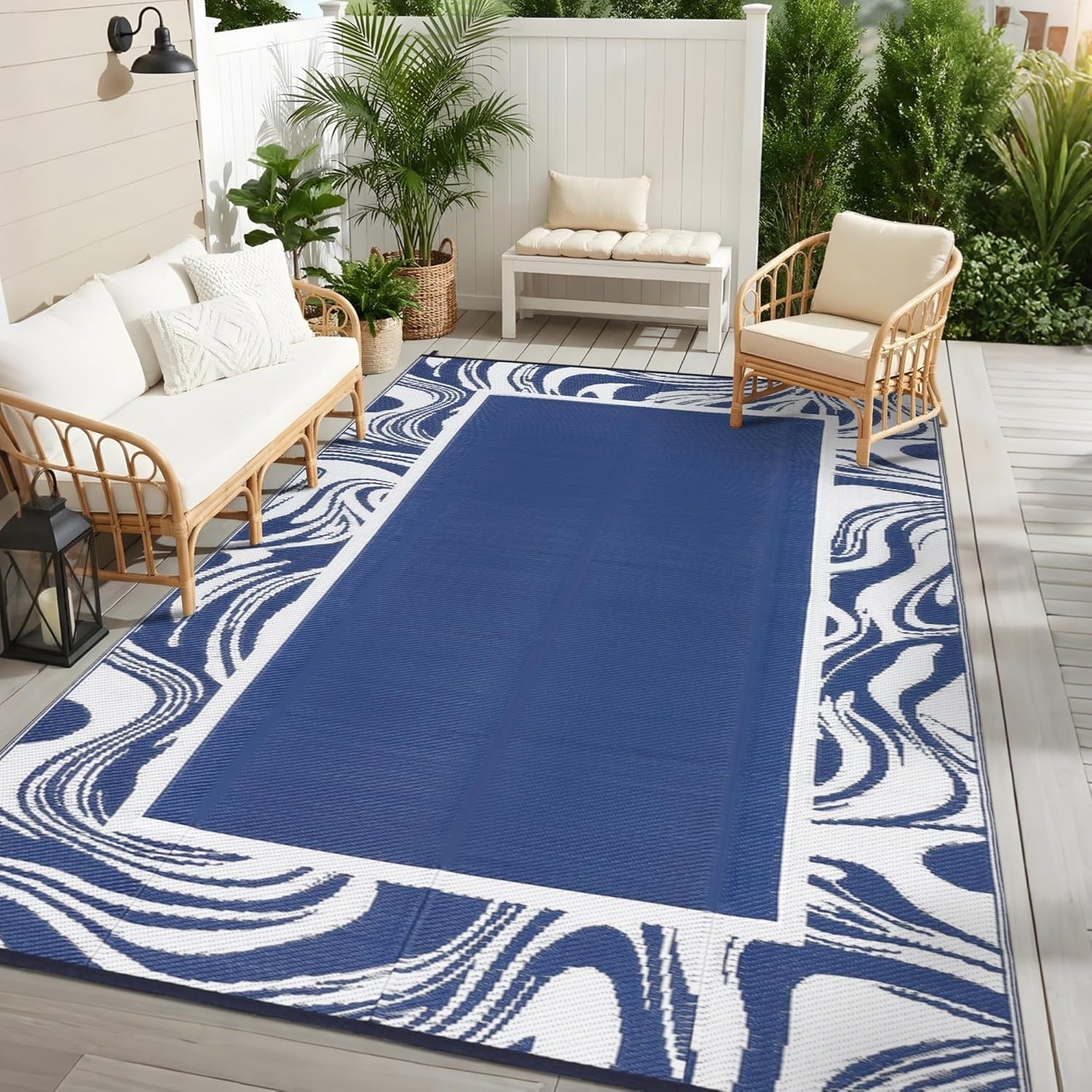 Outdoor Plastic Straw Rugs Waterproof Reversible Patio Camping Picnic Carpet Mat