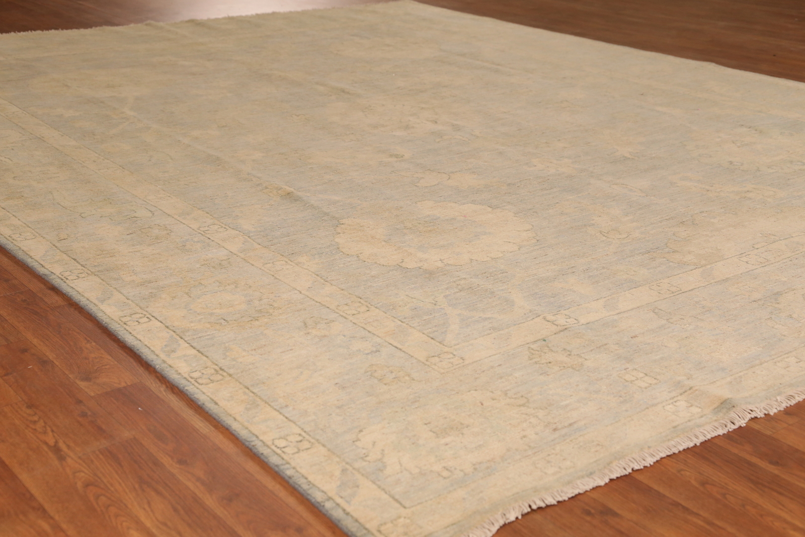 Vegetable Dye All-Over Pattern Oushak Wool Handmade Rug 9×11 ft Turkish Carpet
