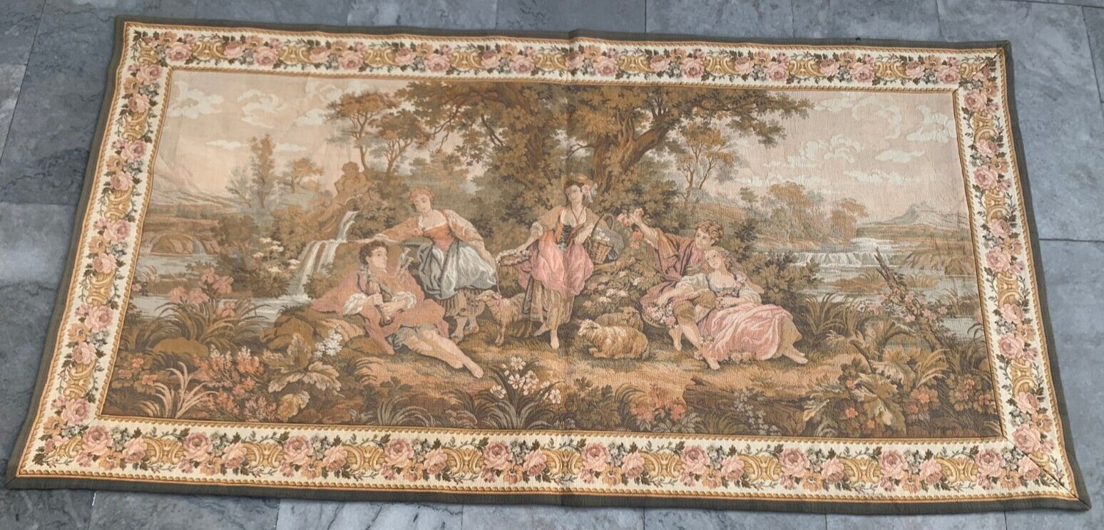 Vintage Pictorial French Tapestry Romantic Tapestry Home Decor 3×6 ft