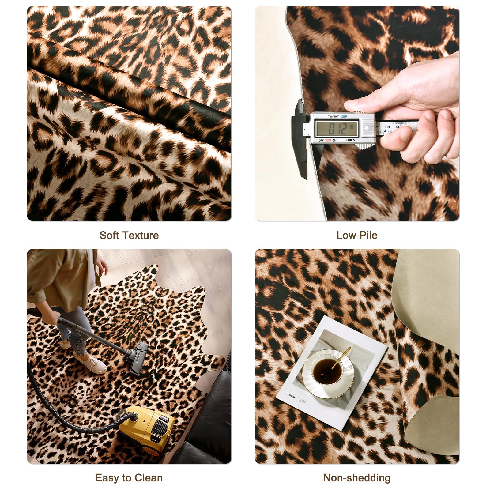 Luxury Faux Leopard Print Rug 4.6×5.2 Ft – Western Cheetah Area Rugs for Livi…