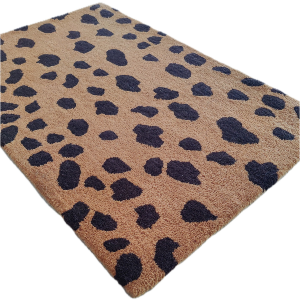 Handmade Tufted Wool Rug for Kids Teens Orange Cheetah Spotted Rug 2 x 3 ft