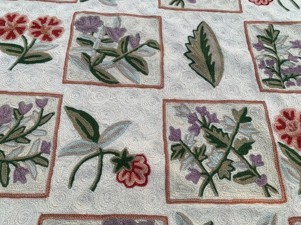 3×5 ft Vintage French Handmade Aubusson Rug Needle Point Floral Wool Kilim Rug