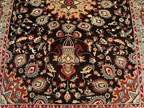 Area Rug Chocolate Brown Rectangle Hand Knotted Wool Silk Carpet (9 x 6)’ – New