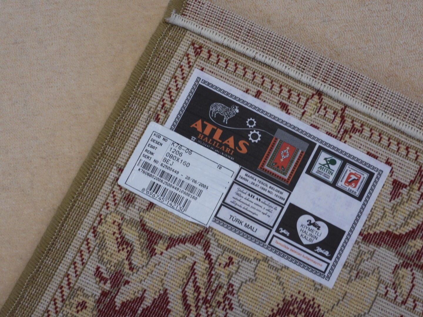 Oriental Beige Color Floral Design Machinemade Rug 80 160 Cm