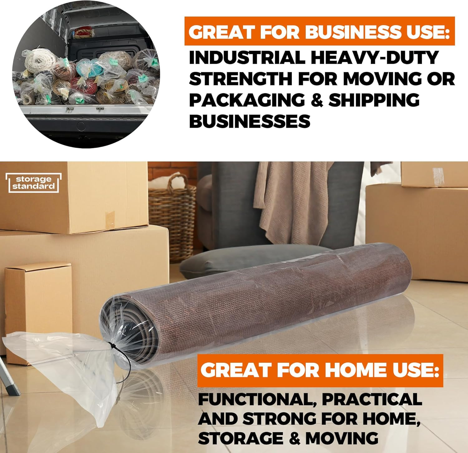 Heavy Duty Rug Storage Bag – Reusable Rug Shipping Bag, Waterproof Plastic Rug C
