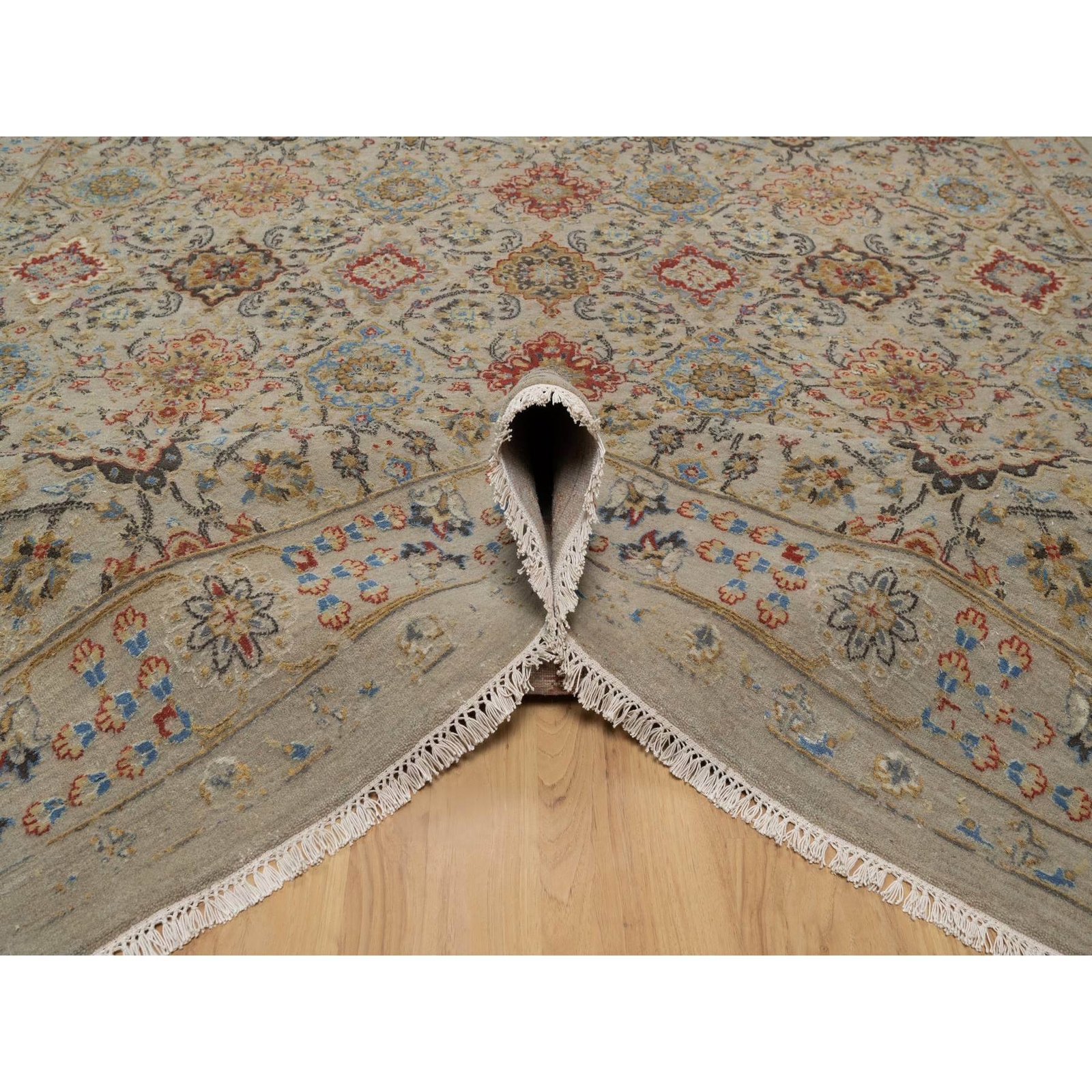 8’10″x12′ Brown Hand Knotted THE SUNSET ROSETTES Wool and Pure Silk Rug R91291