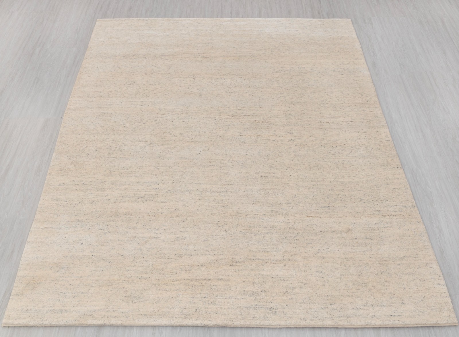 8×10 Ivory Cream Berber Shang Beniourain Pulse Wool and Viscose Hand Knotted Rug