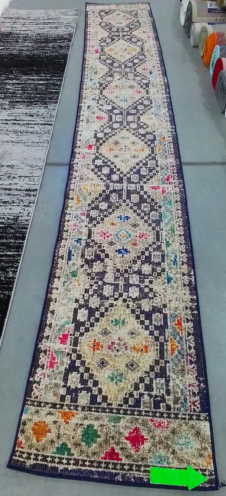 BLACK / YELLOW 2′-2″ x 14′-0″ Damaged Rug, Reduced Price 1172773664 MAD418Z-214