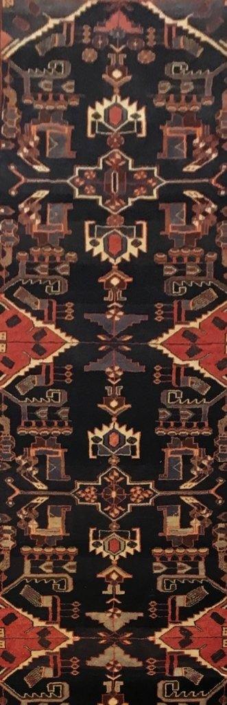 4′ x 14′ Graphite Black Traditional Hamaadan Rug 81529